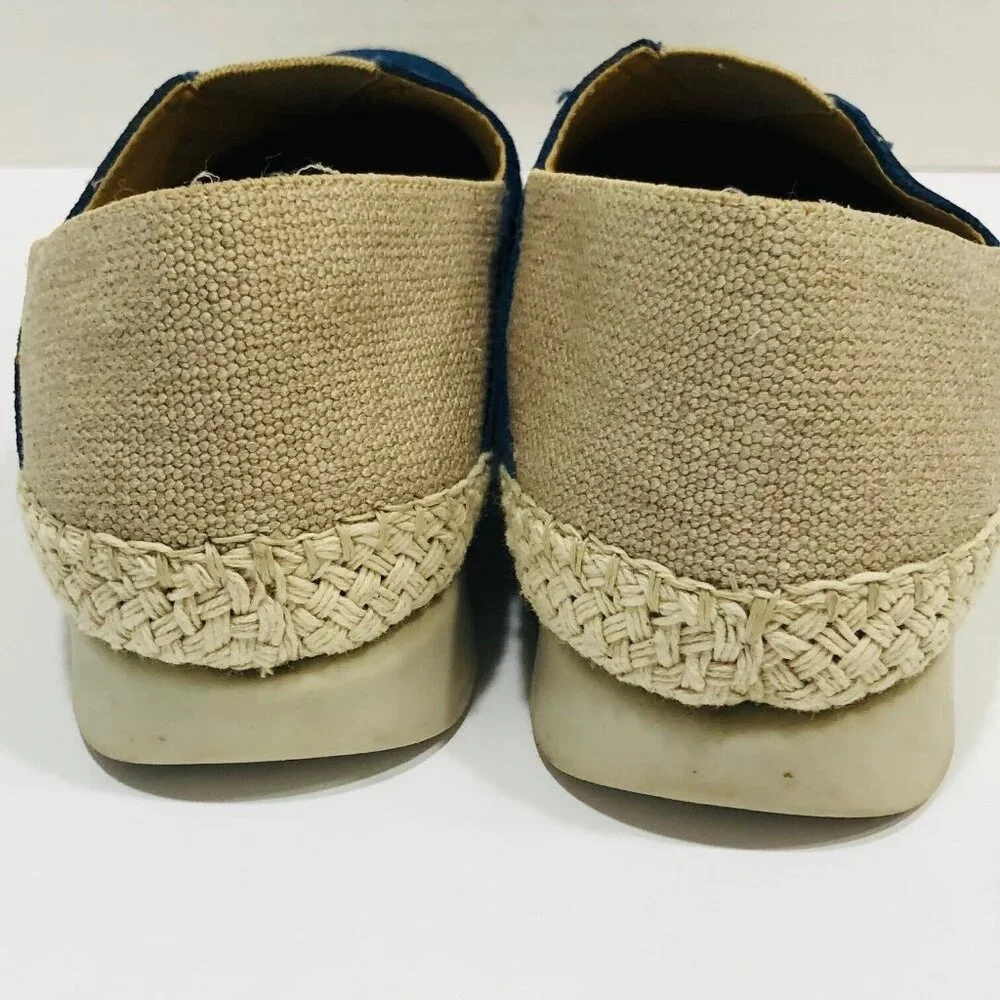 The Flexx Slip-On Loafer Flats Women's 39‎ USA 8 Blue Suede Tan Canvas Rope
